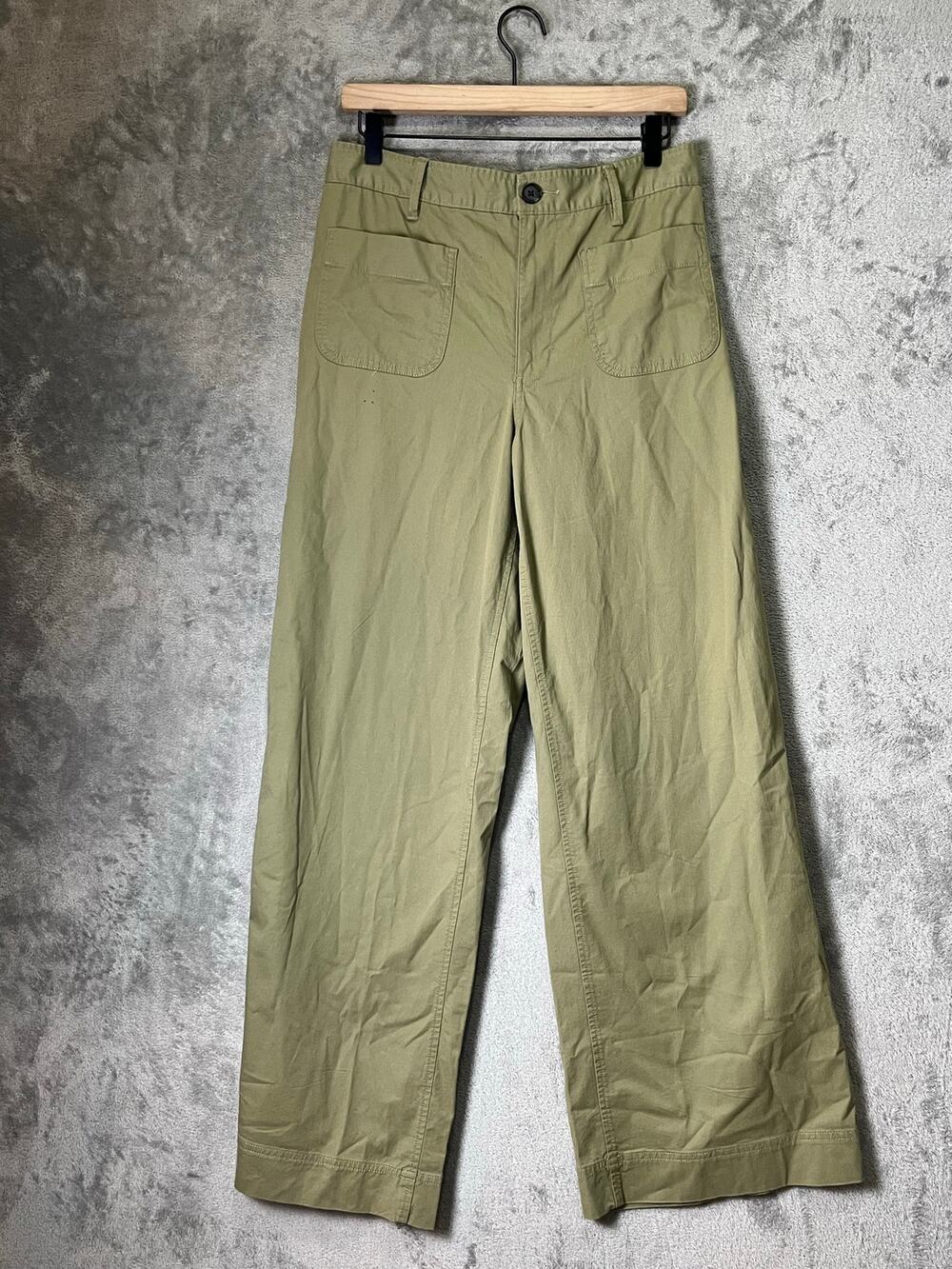Wide-Leg Olive Green Utility Pants